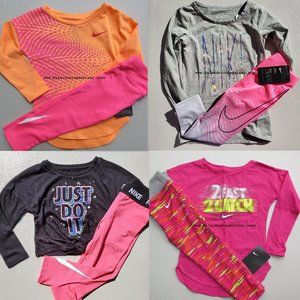 Nike Girls 3T Winter Dri-fit Leggings & Tops NEW Pink Black 8pc